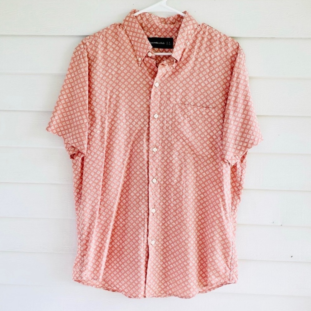 Abercrombie & Fitch Mens Patterned Single Pocket Button Down Shirt Size L